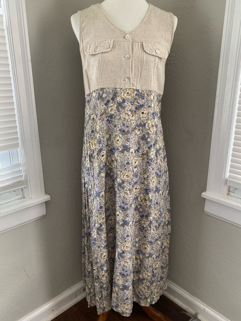 Vtg Prairie Cottagecore Multicolor Floral Dress Country Garden Grunge Coastal